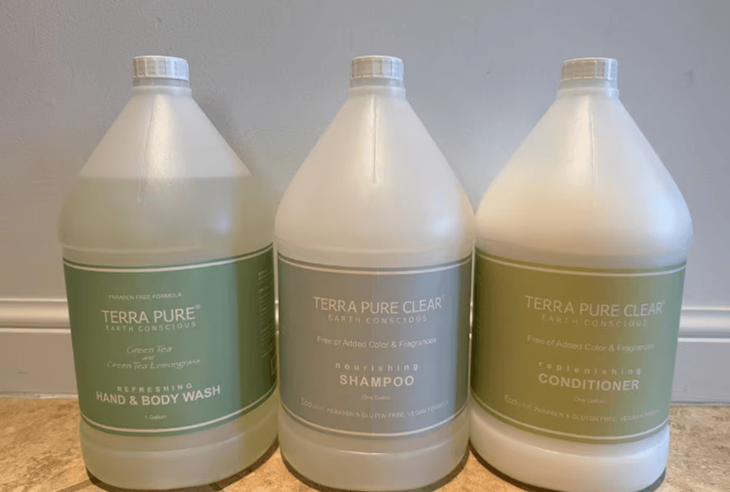 We provide all natural shampoo, conditioner and soaps!